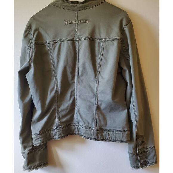 Kickit Jeans Womens Army Green Stretch Jeans Jacket Size Large L - Picture 7 of 10
